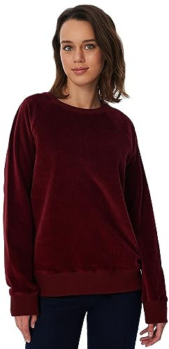 Leela Cotton Damen Nicky Cord Sweatshirt Bio-Baumwolle Pullover (as3, Alpha, m, Regular, Regular, Bordeaux)