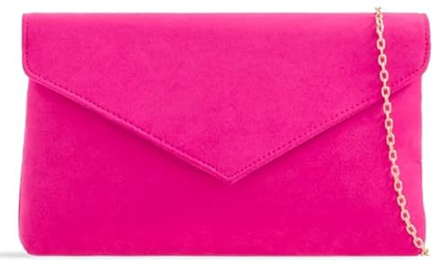 Bolso de mano de ante sintético, estilo sobre cruzado, para novia, graduación, boda, noche, fiesta, bolso de mano, rosa fucsia, medium