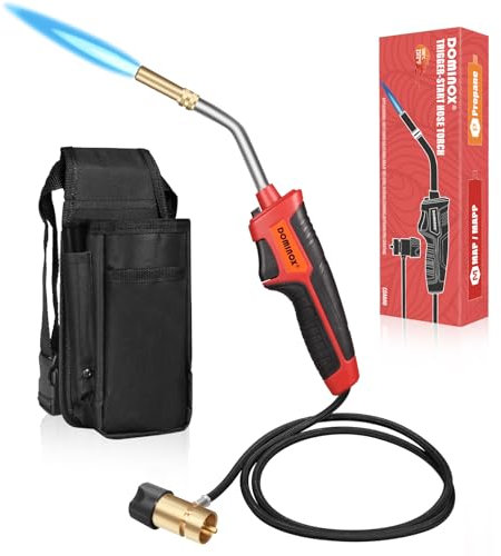 DOMINOX High Intensity Propane Torch Fuel by Propane Map, Mapp Gas, Mapp Gas Torch with 5FT Hose and Gas Cylinder Sleeve, Map Gas Torch Kit, Soldering Torch Kit