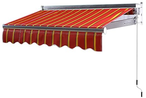 LJFDXD Manuelles Markisen, Teleskop Terrassengarten Sonnenschutz für den Außenbereich, Pavillon Markisen mit Mehreren Streifen und Kurbel, für Deck, Balkon, Hof (Size : 300 * 250cm/9.8 * 8.2ft)