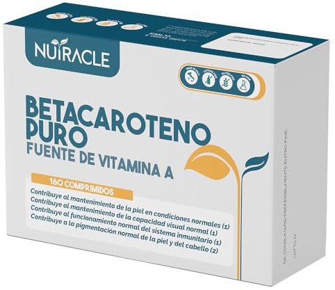 Nutracle Beta Carotin 160 Tabletten | Nahrungsergänzungsmittel mit Beta-Carotin und Kupfer für eine intensive Bräune | Unterstützung für die Sehkraft mit hoher Konzentration an Provitamin A