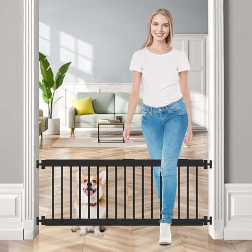 Kurzes Hundegitter, Fldofaves Extra breites 45-115cm Haustiergitter Gatter für Hunde im Innenbereich, 45cm Höhe Türschutzgitter & Für Türen,Treppen, Flure erweiterbares Türgitter schwarz