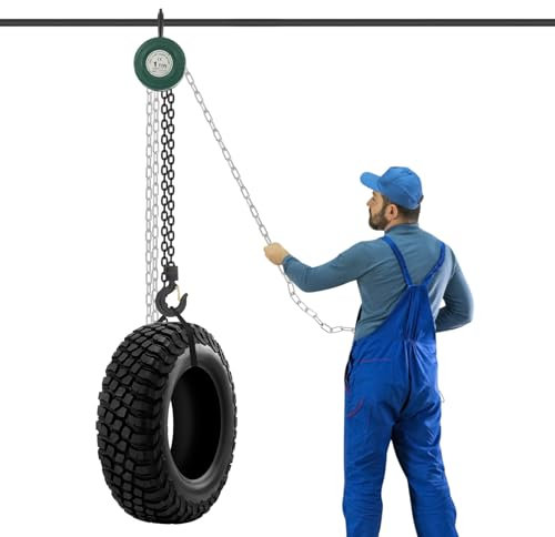 Fliuyr Treuil manuel 1T avec crochet pivotant à 360°, palan à chaîne 1T, palan à chaîne 1T, palan manuel, ascenseur pour bloc de chaîne, hauteur de levage de 3 m
