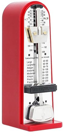 Metrónomo mecánico universal para guitarra, ukelele, instrumento musical, rojo, 11 x 5,2 x 3,5 cm