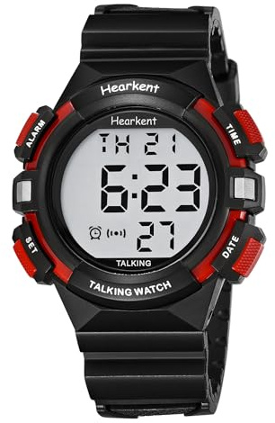Montre Parlante, Malvoyante et Aveugle, France Accent Annonce Time Week Date Alarme Grands Chiffres-Rouge
