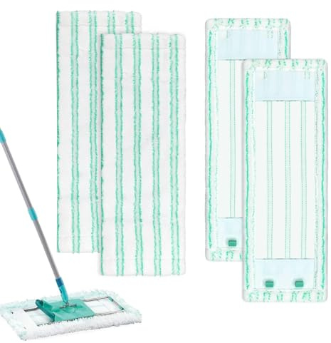 4 Stück Wischbezug Ersatzbezug für Leifheit Profi XL Micro Duo 47x17cm Bodenwischer Ersatzbezug für Leifheit Profi XL Cotton Plus 2-Faser-System Mikrofaser Wischmopp Bezuge für alle Bodenarten