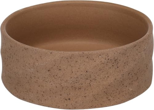 Hundskål keramik – hundskål små hundar – 450 ml – diskmaskinssäker – rund mörkbrun – flamingo