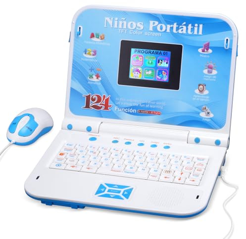 Bilingual Kids Laptop Spanish/English with Color Screen, 124 Learning Modes, Laptop for Kids Ages 5+