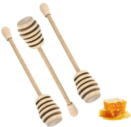 PARENCE.- Lot de 3 Cuillères à Miel en Bois – Bâtonnet Miel Naturel avec Rainures | Accessoire Dosage & Service Miel