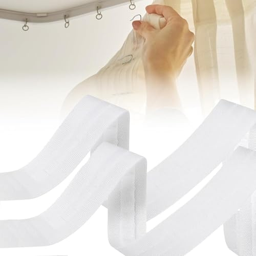 SongBuydn 2 rotoli di nastro per tende da cucire, 30 m x 2,5 cm, colore bianco, nastro arricciato, per tende pieghevoli, ideale per decorazioni fai da te per finestre e cameretta dei bambini
