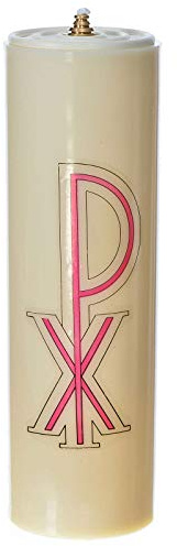 Holyart Bougies, cierges, chandelles: Cierge d'autel en pvc avec cartouche et impression Chi-Rho