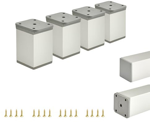 ALUSFERA Möbelfüße Verstellbar – 4er Set – Schrankfüsse mit Elegantes Design – Füße für Möbel 40 x 40 x 60 mm Einfache Montage mit Komplettem Schraubenset