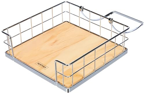 Nerthus Fih 549 Porte-Serviettes en Acier Inoxydable et Base en Bois