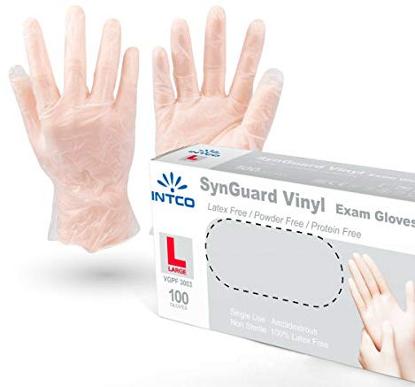 VENSALUD - Gants Jetables en Vinyle. sans Poudre. Boîte de 100 Gants. Couleur: Semi-Blanc (L)
