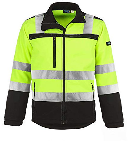 TMG® Warnschutzjacke für Herren | strapazierfähig | gefütterte Arbeitsjacke Klasse 2 | Gelb XL