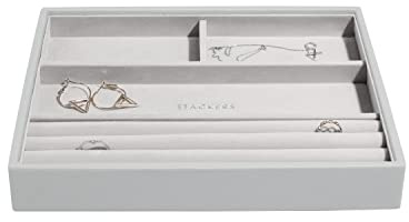 Stackers Grau Schmuckschatulle Klassisch Schmuckfach für Ringe/Armbänder