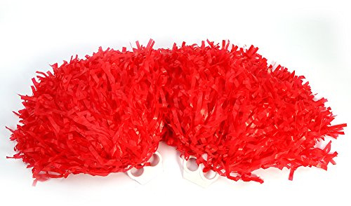 Pompones de porristas, 8 Colores 2 Piezas de Pompones de Animadora, Flores de Mano, Pompones de Chear para Deportes, Fiesta, Baile, para Adultos, Adolescentes, niños(Red)