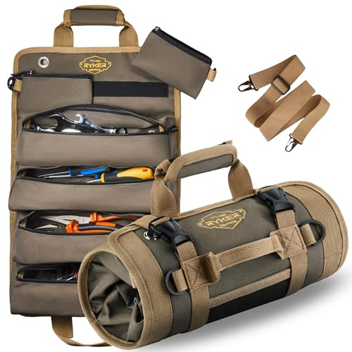The Ryker Bag Tool Organizer - Small Bag With Detachable Pouches, Heavy Duty Roll Up Organizer: 6 Pouches - Gifts for Dad, for Mechanic, Electrician & Hobbyist