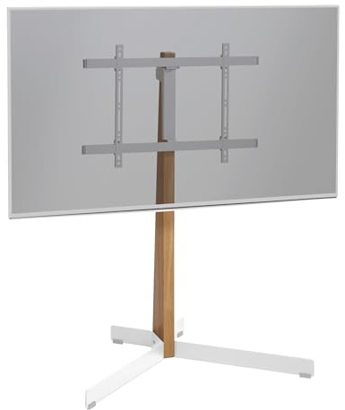 Vogel's TVS 3695 Drehbarer TV-Ständer für 40-77 Zoll | 50 kg | Max VESA 600x400 | TV-Standfuß aus PEFC-zertifiziertem Eichenholz & Stahl | Weiß | Schwenkbar bis 90°