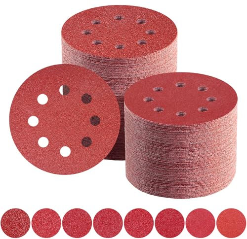 Disques Abrasifs 125mm Grain Mixte 40/60/80/100/120/150/180/240 Papier Poncer 80 Pièces 8 Trous Disque Poncage pour Ponceuse Excentrique