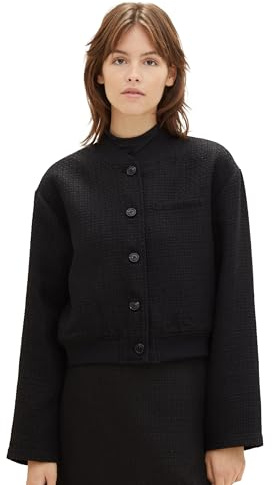 TOM TAILOR Denim Damen Boucle Blazer Jacke mit Brusttasche , deep black, XS