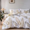 Michorinee Golden Leaves Duvet Cover Set King Size Tropical Palm Leaf White and Gold Bedding Set Quilt Cover with Zipper Closure - 1 Duvet Cover 220x230 + 2 Pillowcases 50x75 cm