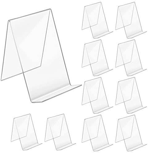 10 Stück Acryl Buchständer Aufsteller Transparent zum Anzeigen von Fotos, Büchern, Handwerk, Waren, 10 * 11,5 * 13CM Buchstütze Buchaufsteller Warenträger Warenstütze Prospekthalter Prospektständer
