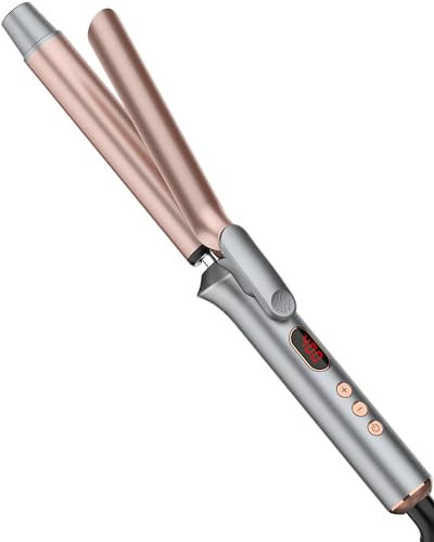 ANWA 1 Inch Tourmaline Ceramic Curling Iron with LCD Display, Dual Voltage, Comes with Glove, Comb, Clips and Pad