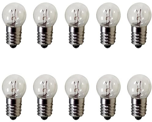 MeetUs 10Pcs E10 DC Blanco Cálido Mini Bombillas 1.5V 0.3A Experimento Fisical Electric Tornillo Base Bombillas (6V)