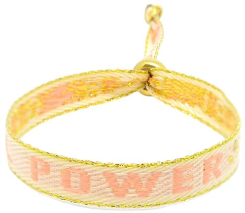 Selfmade Jewelry - Statement Festival Armband Stoff Armband Damen Stoffarmbänder in Pink für Festival Outfit Damen (GIRL POWER (Beige-Apricot)