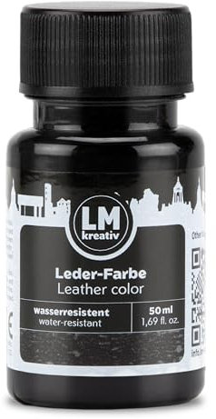 LM-Kreativ Lederfarbe 50ml - Schwarz - Hochwertige Farbe für Lederpflege und Leder Reparatur – Ideal für Sneaker, Schuhe und Taschen - Geeignet für Glattleder, Kunstleder und Lederoberflächen