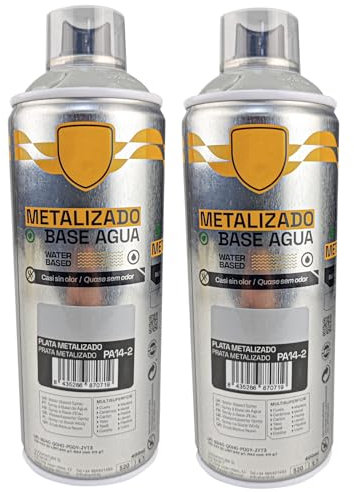 various - Pintura Spray Base Agua 400ml,Ecológica y Sin Olor,Para Muebles,Metal,Plástico y Madera,Colores Duraderos,Cobertura Uniforme - Plata Metalizado,2 unidad