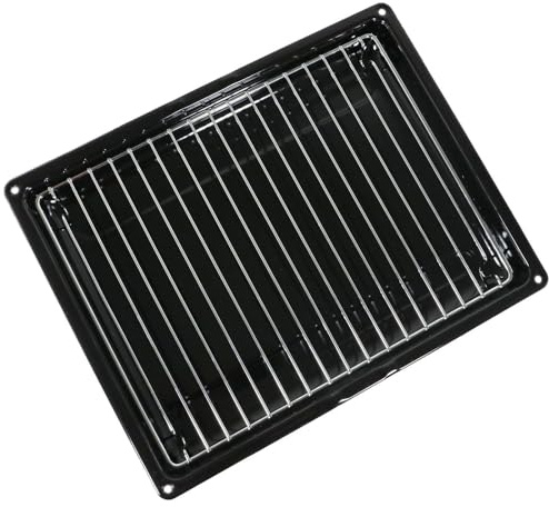 SPARES2GO Small Baking Roasting Tray Grill Pan for Montpellier Oven Cooker + Insert Grid Stand (355mm x 280mm)