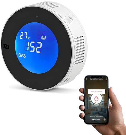 Gasmelder WLAN, Gaswarnmelder für Haushalt, Kompatibel mit Stadtgas/Methan/Propan/Butan/Erdgas/LPG Flüssiggas, 85dB Alarm, App Kompatibel, EN 50194 Zertifiziert