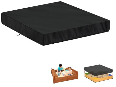 LAMUNI Sandkasten Abdeckung, Sandkastenabdeckung, Sandkasten Schutzplane, 420D Oxford Abdeckung für Sandkasten, Schutzhülle für Sandbox, Wasserdichte Abdeckplane für Sandkasten Plane, 120x120x20cm