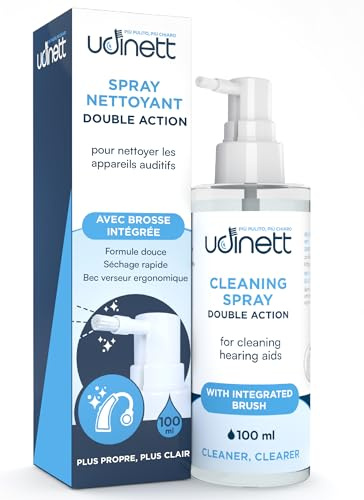 Spray Limpiador para Audífonos con Cepillo Integrado Udinett 100ml Higienizante para Limpiar Auriculares Bluetooth Secado Rápido Elimina Cerumen y Suciedad Sin Alcohol