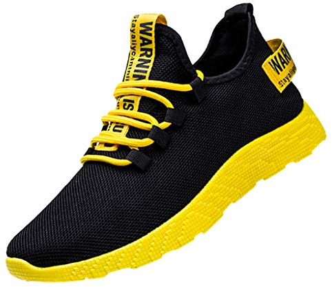 Zapatos Hombres La Entrenador Negro Correr Zapatos de Turismo Tejer Zapatos Ocio Hombres Volar Deportes le Zapatos Hombres Hombres Campamento Zapatos, amarillo, 43 EU