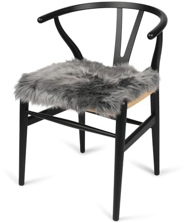 Nordic Sheep Cuscino in pelliccia di agnello, 40 x 40 cm, morbido pelo per sedie e divani, comodo cuscino e pelliccia di agnello, in bellissimo stile nordico, colore: acciaio