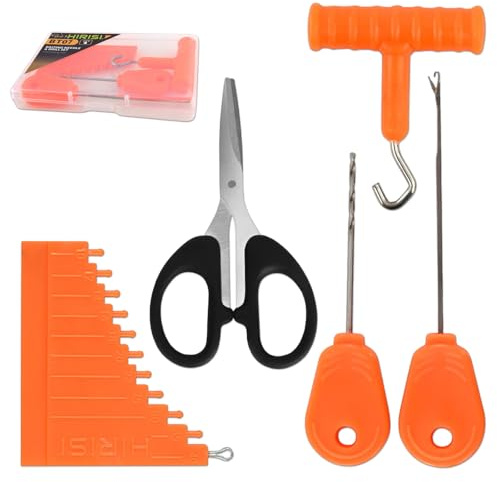 MFCGHXR Juego de Aparejos de Pesca de Carpa 6 en 1, Kit Completo con Agujas de Anzuelo, Taladro, Conector de Nudos y Tijeras, Ideal para Montaje de Señuelos y Pesca de Carpa