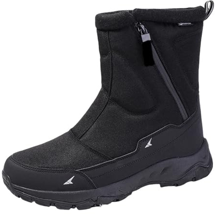 Bottes de neige pour homme avec doublure en fourrure épaisse - Chaudes et résistantes au froid - Imperméables - Antidérapantes - Fermeture éclair - Légères - Décontractées - Chaussures d'extérieur
