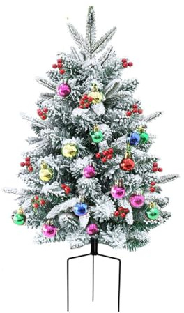 Décoration pour Sapin de Noël - 75 cm Neige Artificielle Floconnée Piquet pour Fêtes - Décoration Extérieure avec Éclairage pour Sapin - Idée Cadeau Fête des Mères Extérieur Allée Porche Jardin Fête