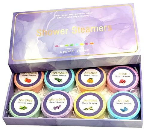Shower Steamers Aromaterapia - Confezione da 8 bombe da doccia per la cura personale delle donne, regali di aromaterapia con profumi rilassanti per la spa domestica