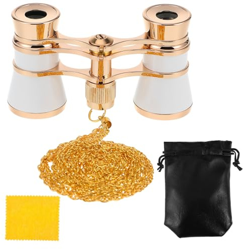 GATHINESS Opera Glasses Aluminium Alloy with Storage Pouch and Necklace Chain Classic Vintage Style Binoculars 3x Magnification for Concerts and Theaters