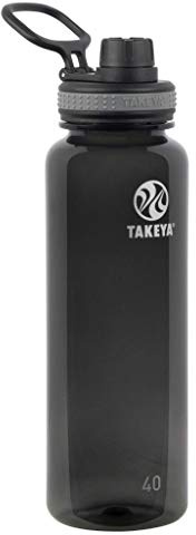 Takeya Tritan Sport Water Bottle with Spout Lid - BPA-Free & Dishwasher-Safe Water Bottle - Reusable Bottle with Lid Handle - Simple Leak-Proof Water Bottle - 40 oz, Black