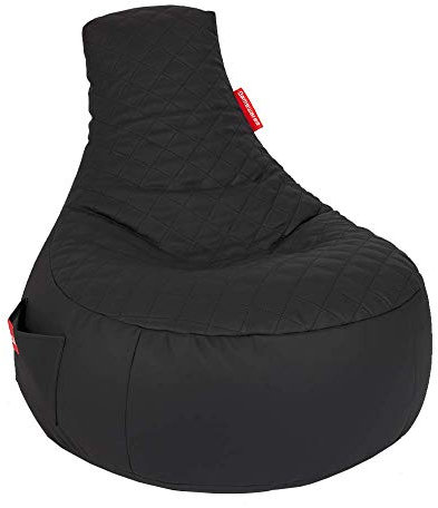 Gamewarez Alpha Hurricane Black Sitzsack – Gaming-Sitzsack, Gamer-Sessel mit Rückenlehne zum Zocken, mit Seitentasche, robust und reißfest, Made in Germany, im Kunstleder Design schwarz