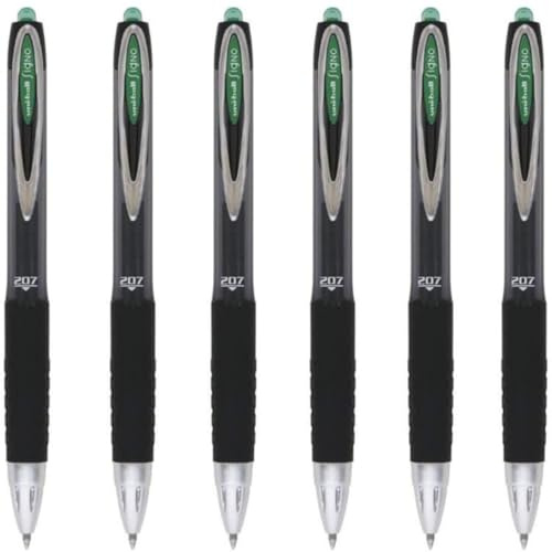 uni-ball - Uni Mitsubishi Pencil - Långvarig Signo 207 UMN207 Roller Gel Pen - Halkfritt grepp - 0,7 mm stålspets - medelstor skrivning - smidig skrivning - grönt bläck - 5 st