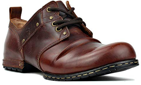 Herr Stövlar Chelsea Motorcykel Boots för Män Mode Känga Vandring Combat Ankel Svart Brun OS-6015-1-RED-BROWN-11