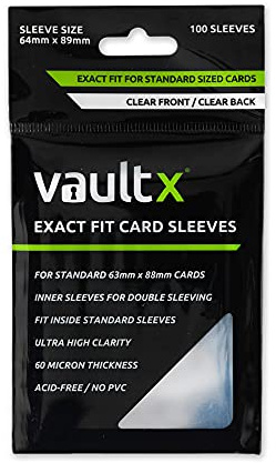 Vault X Exact Fit Trading Card Sleeves, Soft, High Clarity, Perfect Fit Inner Sleeves, Collectible Card Games, Sports, TCG (100 Pack)