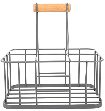 Cabilock Flaschenträger Metall Getränketräger für 6 Flasche Grau Metallkorb Allzweckkorb Rotwein Sekt Bier Flasche Milchflaschen Aufbewahrung Bar Zuhause Restaurant Party