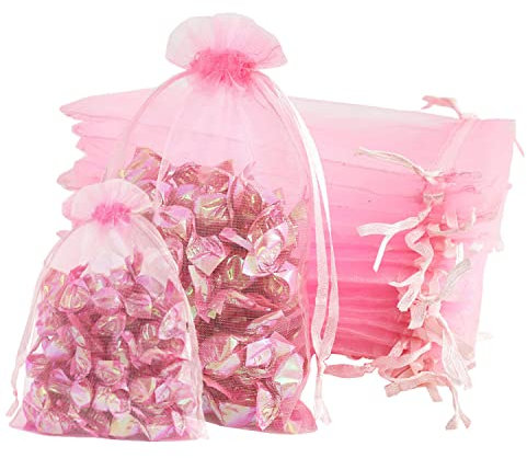 Rosa Organzasäckchen 10x15cm, Groß Organza Beutel Geschenkbeutel Organzabeutel Bonbonsbeutel Schmuckbeutel Netzbeutel mit Kordelzug für Hochzeit, Geburtstag, Weihnachten, Thanksgiving (20 Stück)